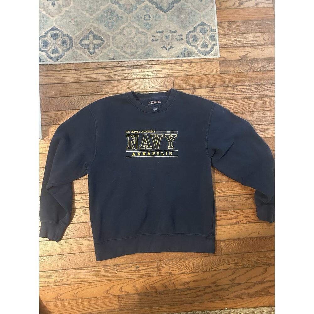 Jansport Vintage U.S Navy Sweatshirt Pullover Navy Blue Medium Annapolis MD